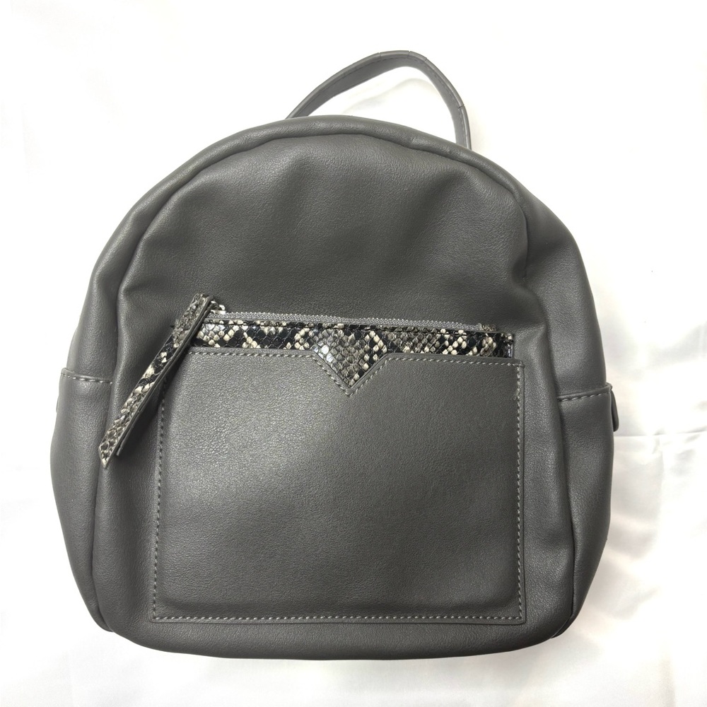Wild Fable Charcoal Faux Leather Backpack with Snake Skin Accents